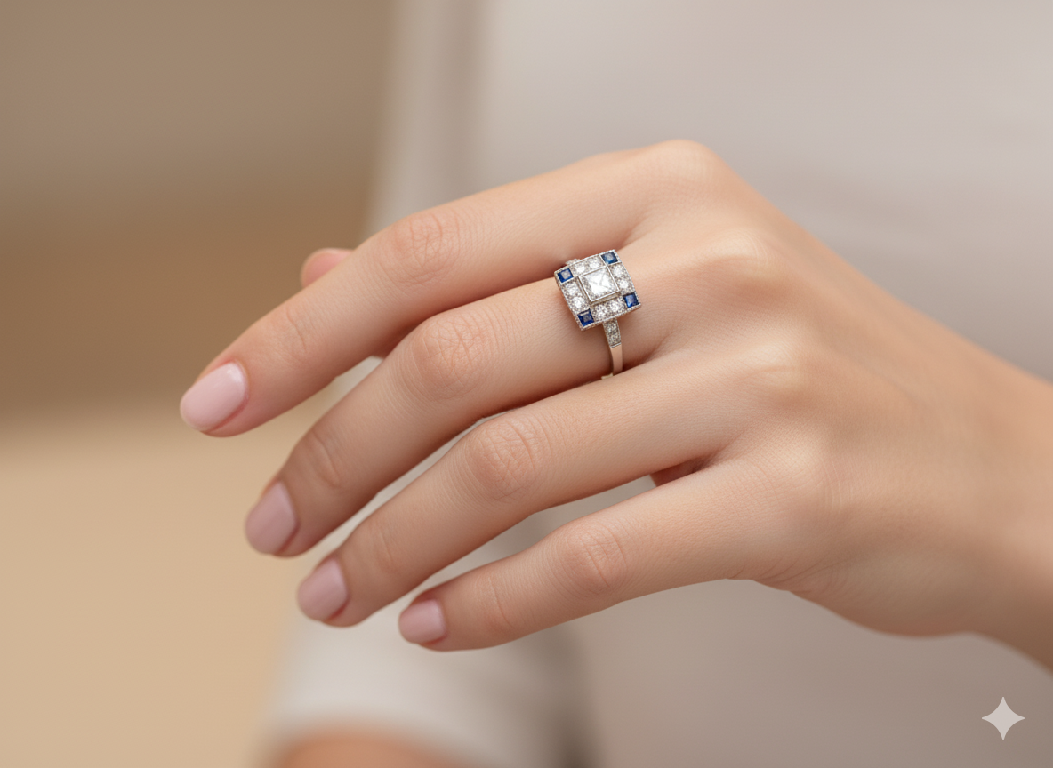 An Art Deco Style Platinum Cluster Ring