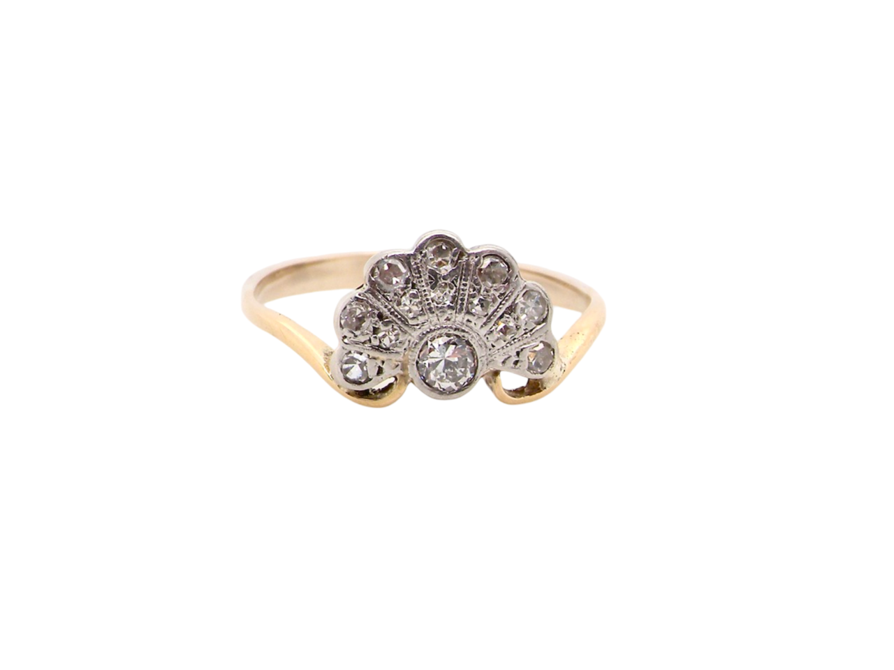 An Art Deco fan shaped Diamond Ring