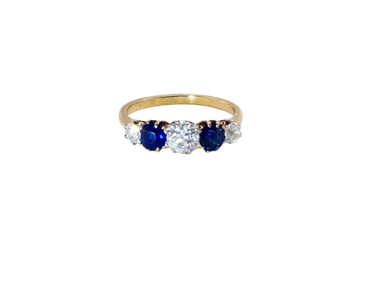 An Early 20th Century Five-Stone Diamond and Sapphire Ring