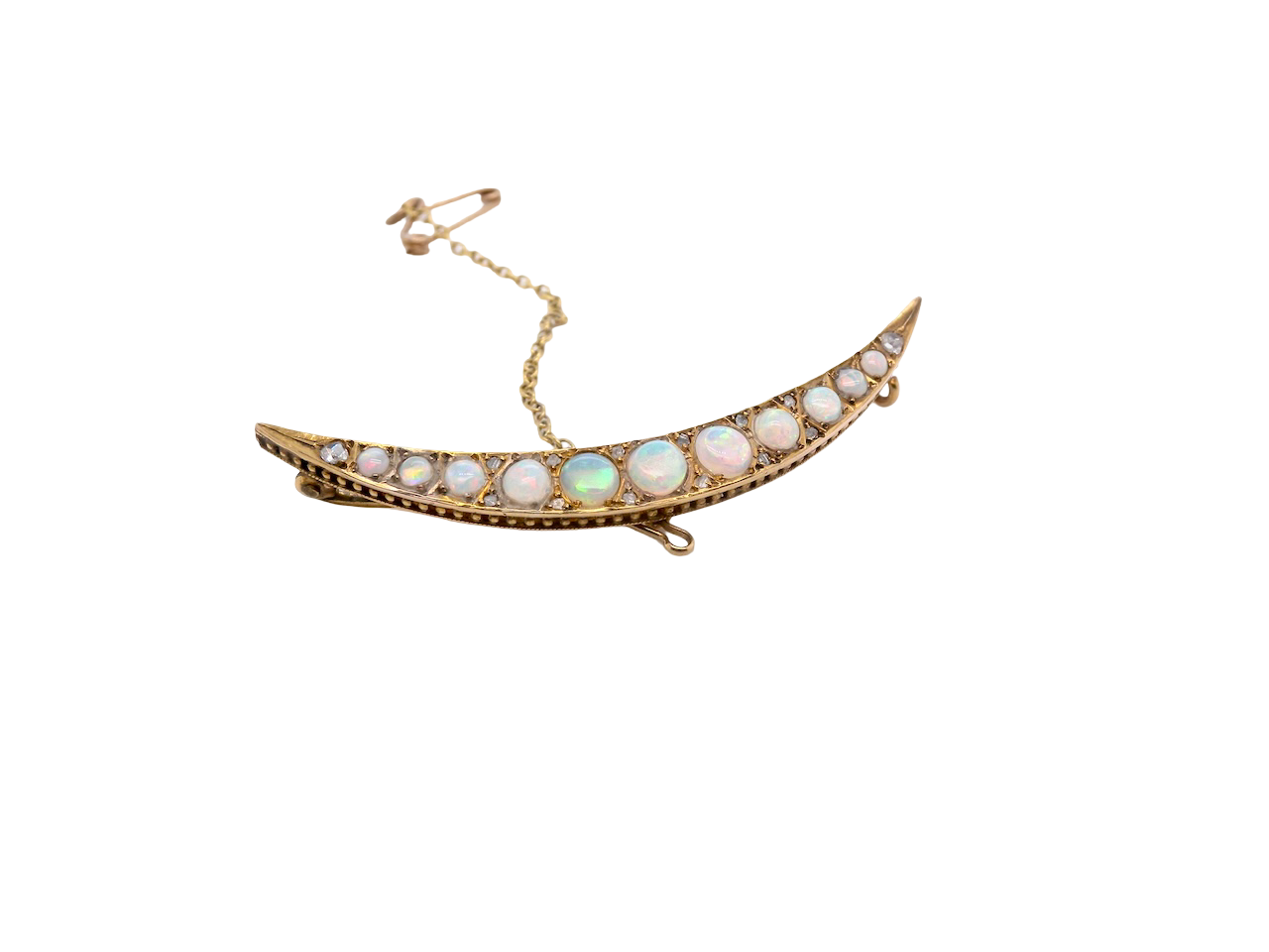 An Edwardian opal crescent shaped brooch