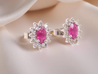 An Elegant Pair of Ruby &amp; Diamond Cluster Earrings