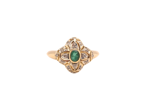 An Emerald and Diamond cluster ring