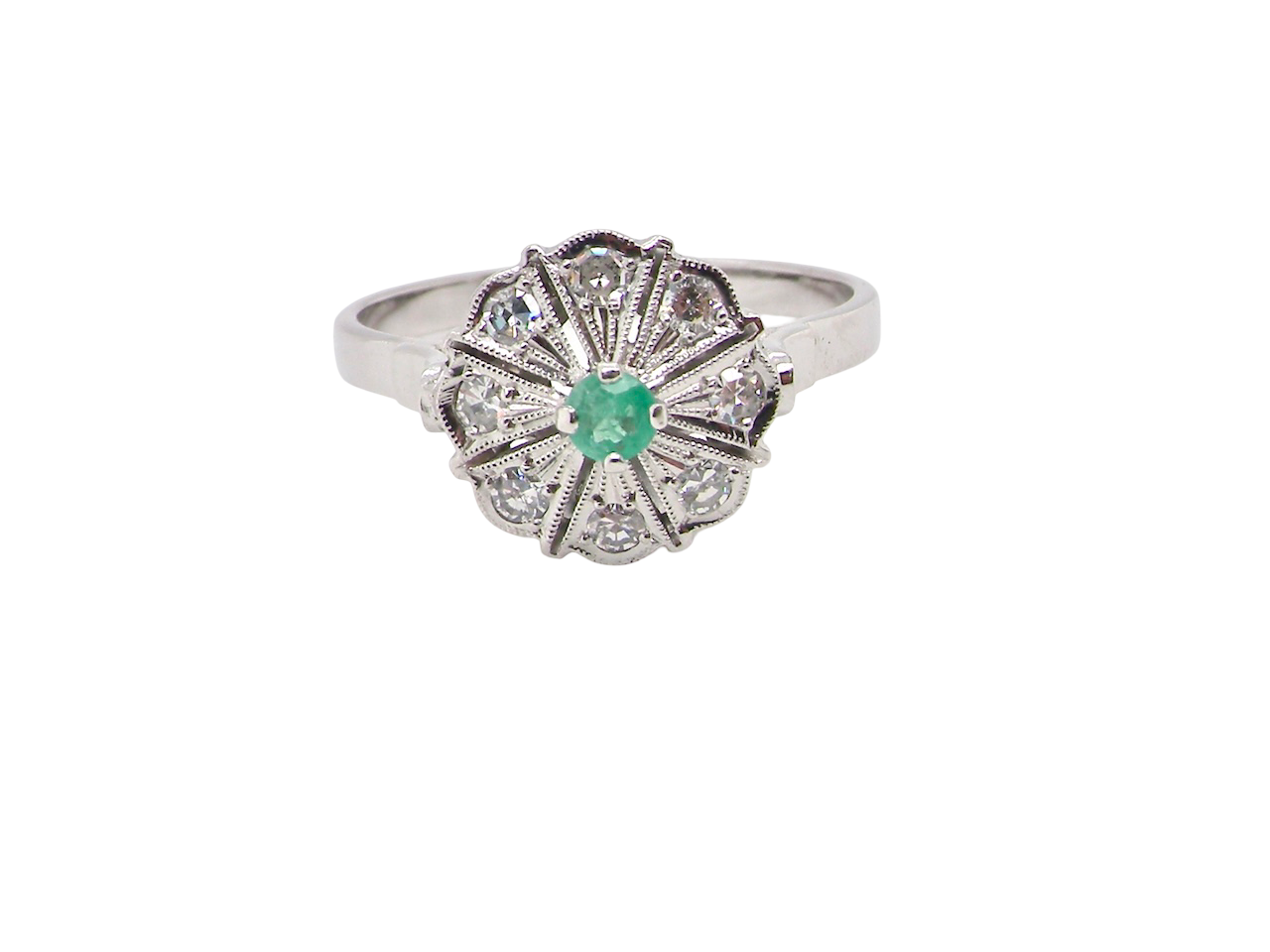 An Emerald and Diamond cluster ring