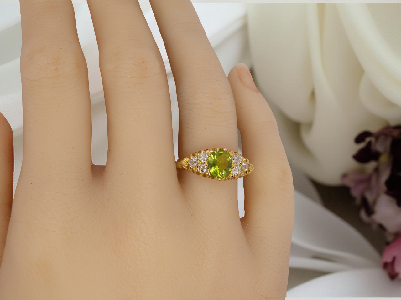 An antique Peridot and Diamond ring