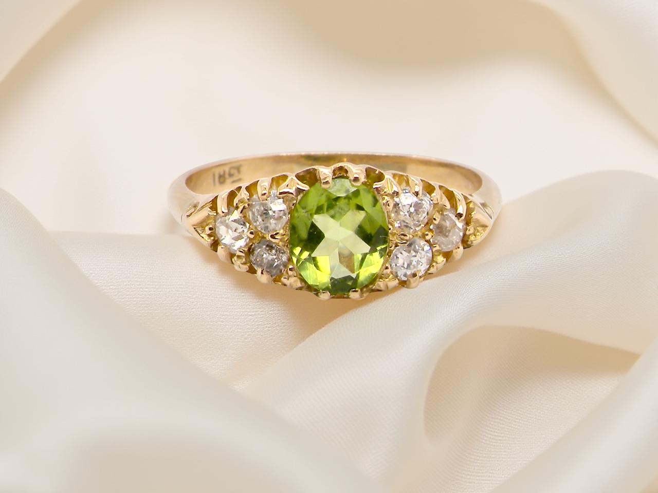 An antique Peridot and Diamond ring