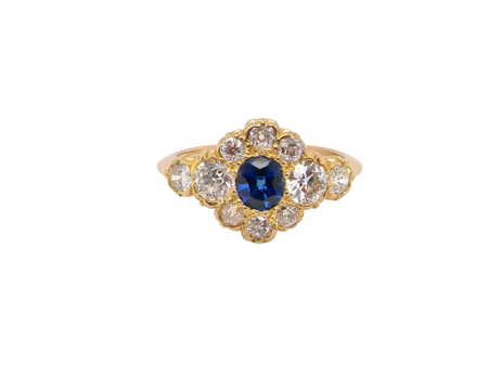 An antique Sapphire and Diamond cluster ring