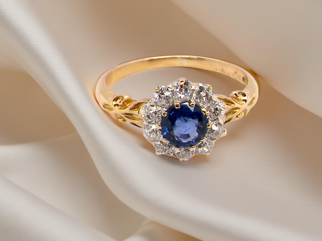 An antique Sapphire and Diamond cluster ring