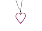 An elegant and beautifully crafted open heart pendant, set with a delightful arrangement of delicate pink sapphires, creating a charming and feminine design.