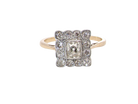  An exquisite Art Deco diamond cluster ring, beautifully handcrafted and rich in period charm.

At its centre sits a striking rectangular cut diamond measuring approximately 5 x 4.8mm, 