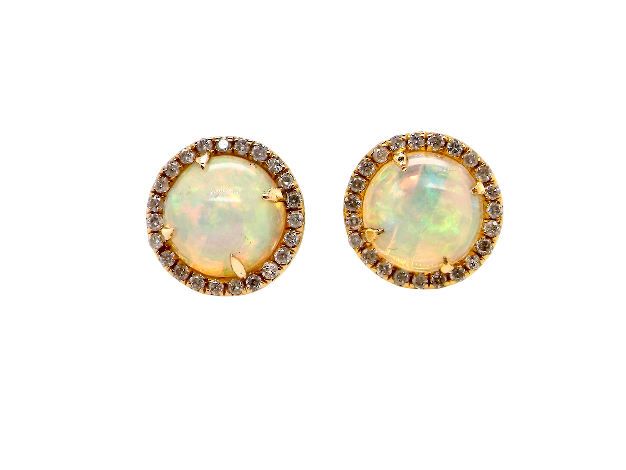 An exquisite pair of opal and diamond earrings
