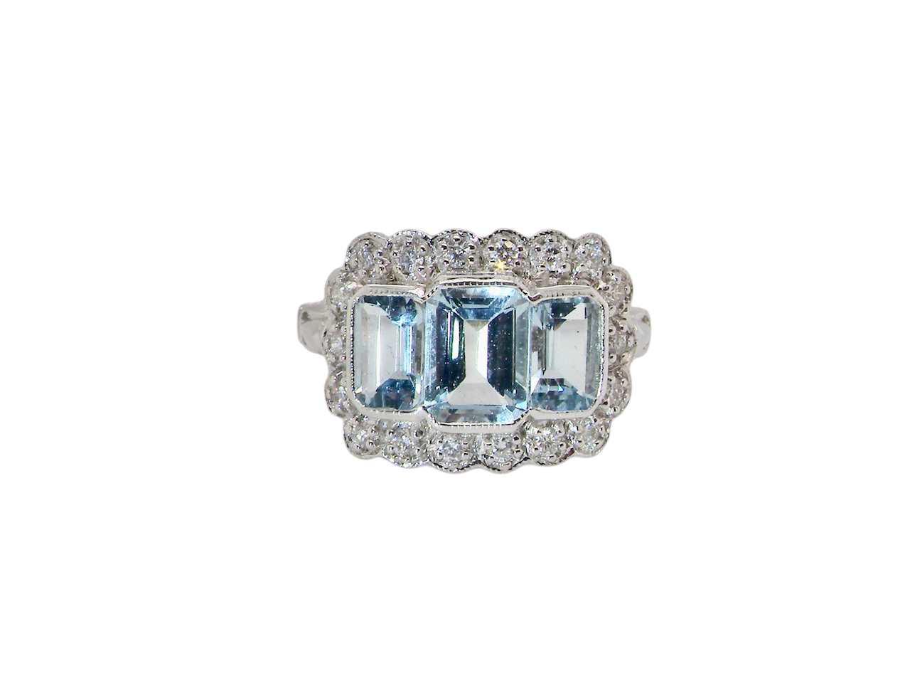 An impressive Aquamarine and Diamond ring