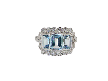 An impressive Aquamarine and Diamond ring