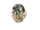 An impressive dress ring set with a large moss agate gem stone.