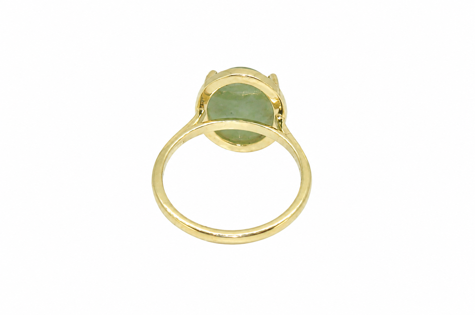 An oval jade nephrite ring rear view
