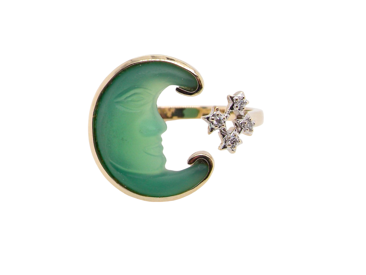 An unusual moon and diamond ring
