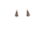 An unusual shaped pair of earrings. To the centre a kite shaped garnet 6x3.7mm.