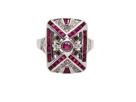 An Art Deco style Ruby and Diamond ring