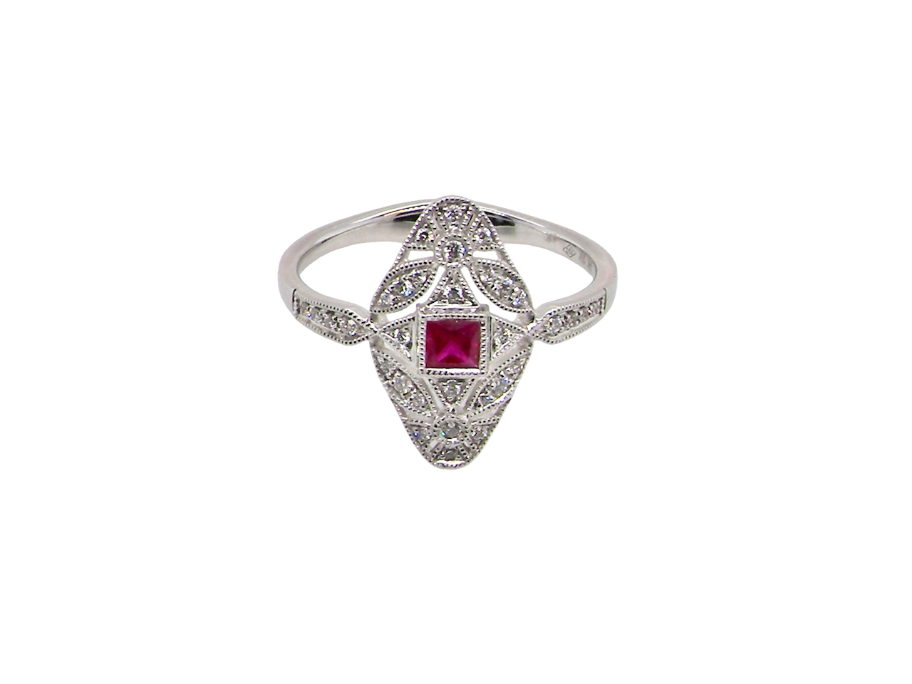 An Art Deco style Ruby and Diamond ring