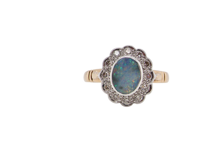 An Opal and Diamond cluster ring