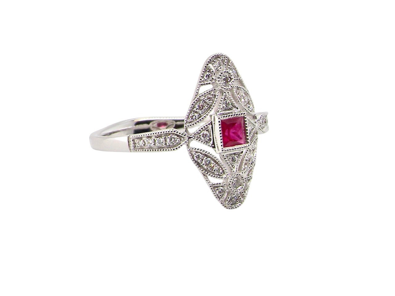 An Art Deco style Ruby and Diamond ring