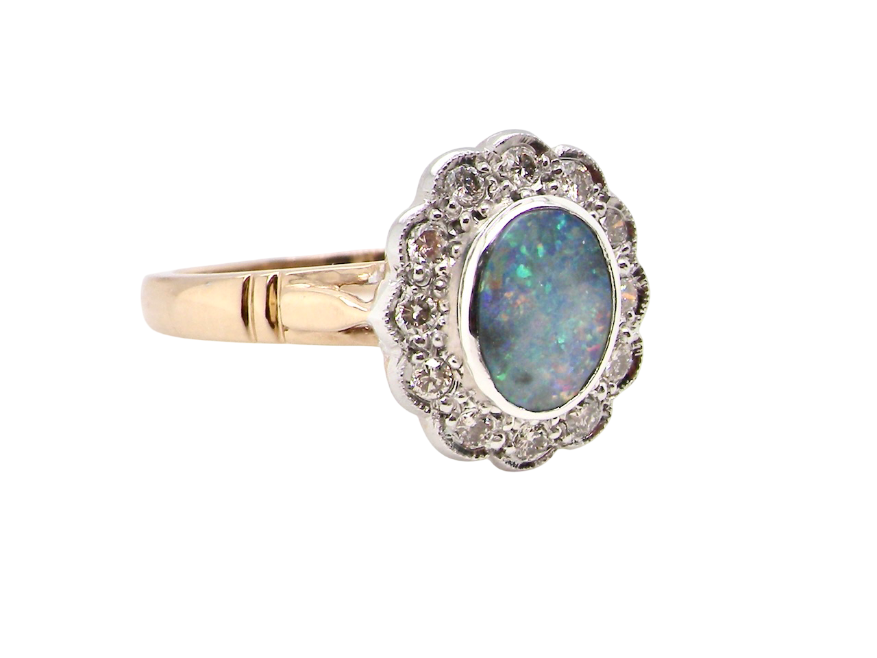 An Opal and Diamond cluster ring