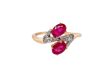 A 9 carat gold ruby and diamond ring