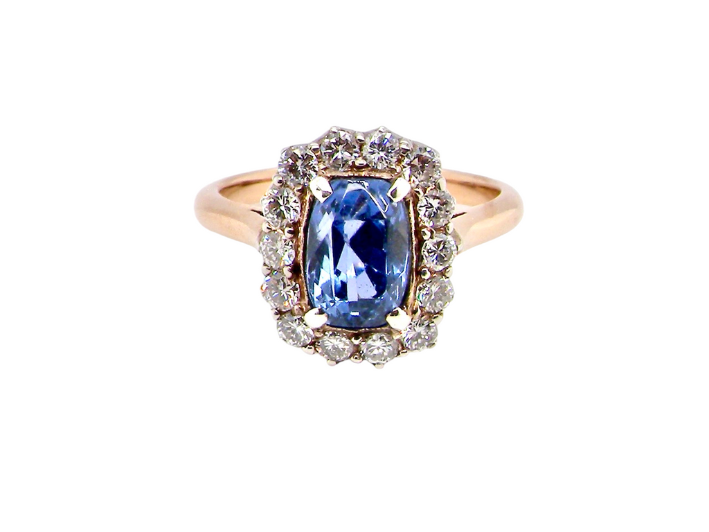 vintage sapphire and diamond cluster ring