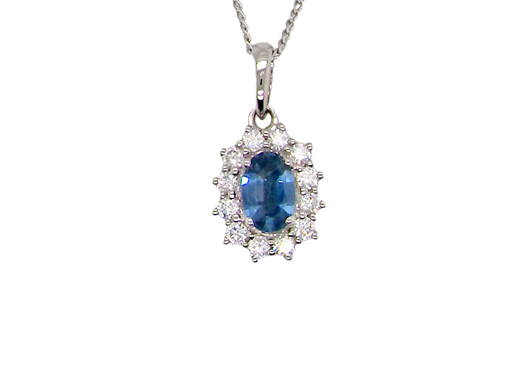 18 carat sapphire and diamond pendant