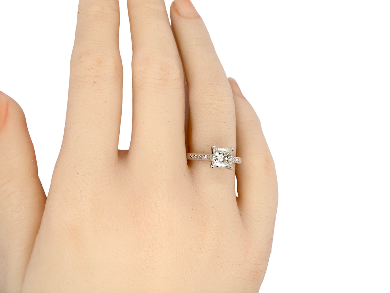 A fine princess cut solitaire diamond ring