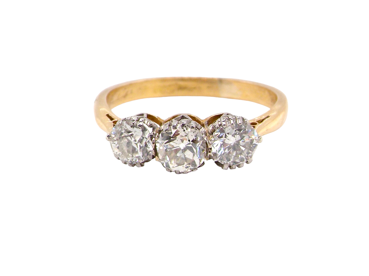 vintage three stone diamond ring