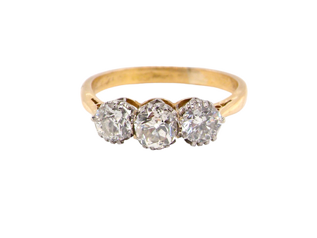vintage three stone diamond ring