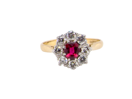 ruby and diamond cluster ring 