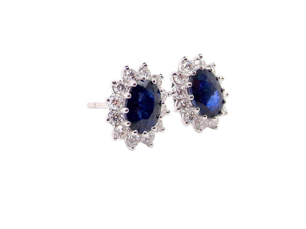  Pair of Sapphire and Diamond cluster Earrings