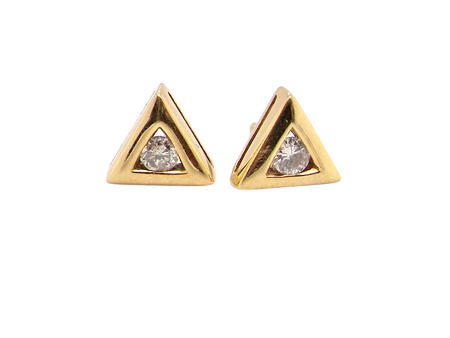A pair of triangular diamond stud earrings