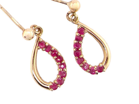  pair of ruby drop earrings