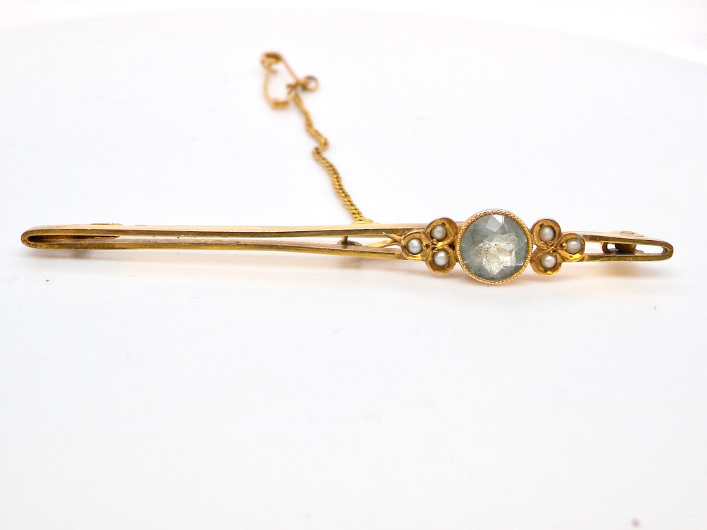 Antique aquamarine bar brooch