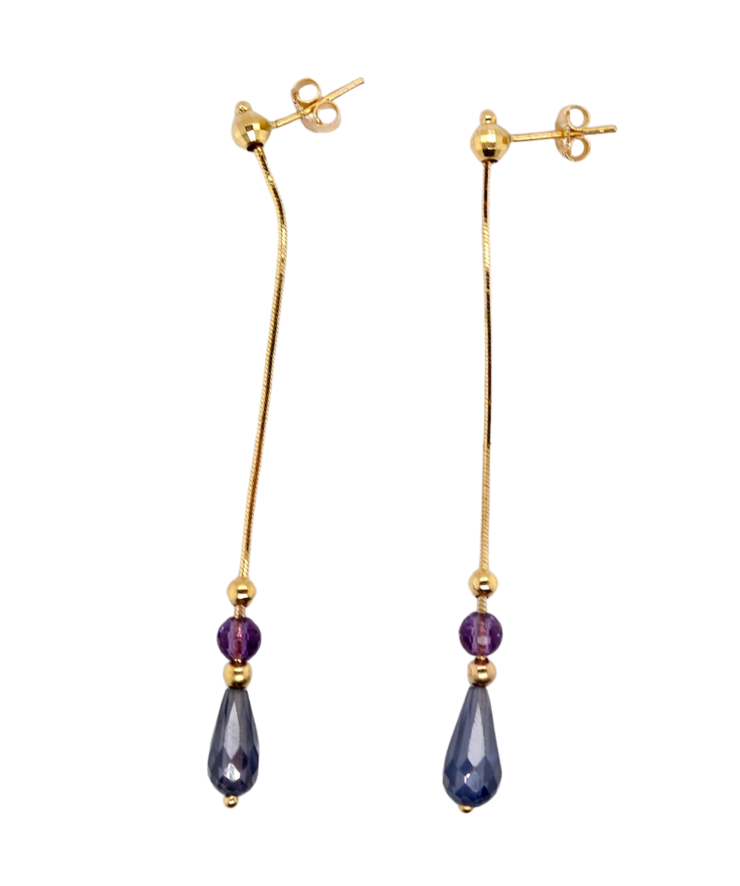 sapphire and amethyst drop earrings