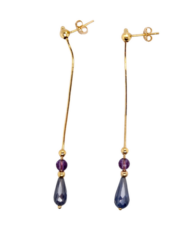 sapphire and amethyst drop earrings