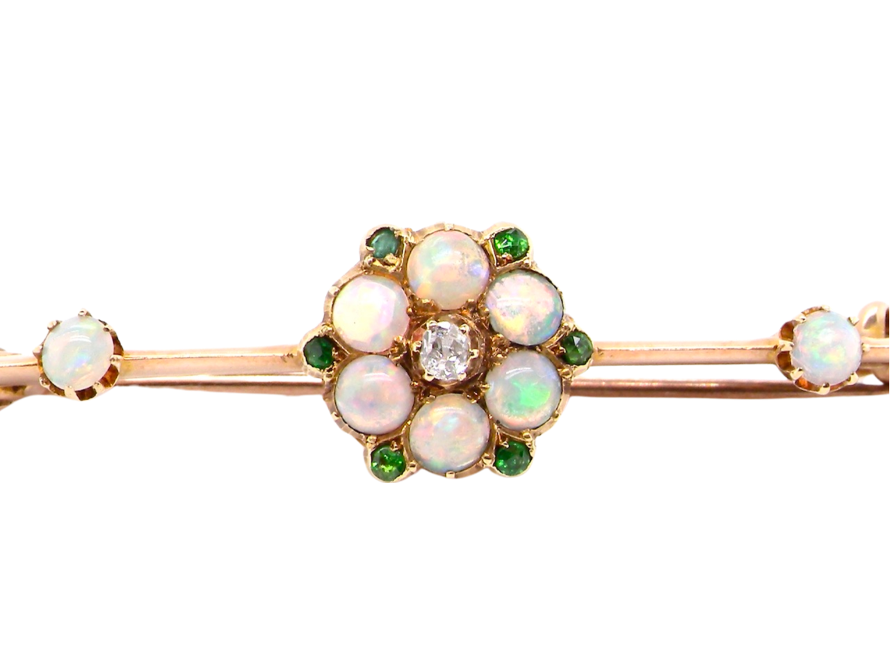  opal and demantoid garnet  brooch