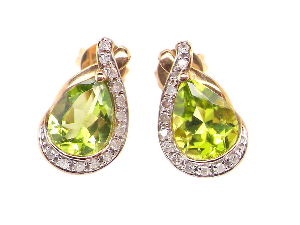 A pair of Peridot and Diamond earrings