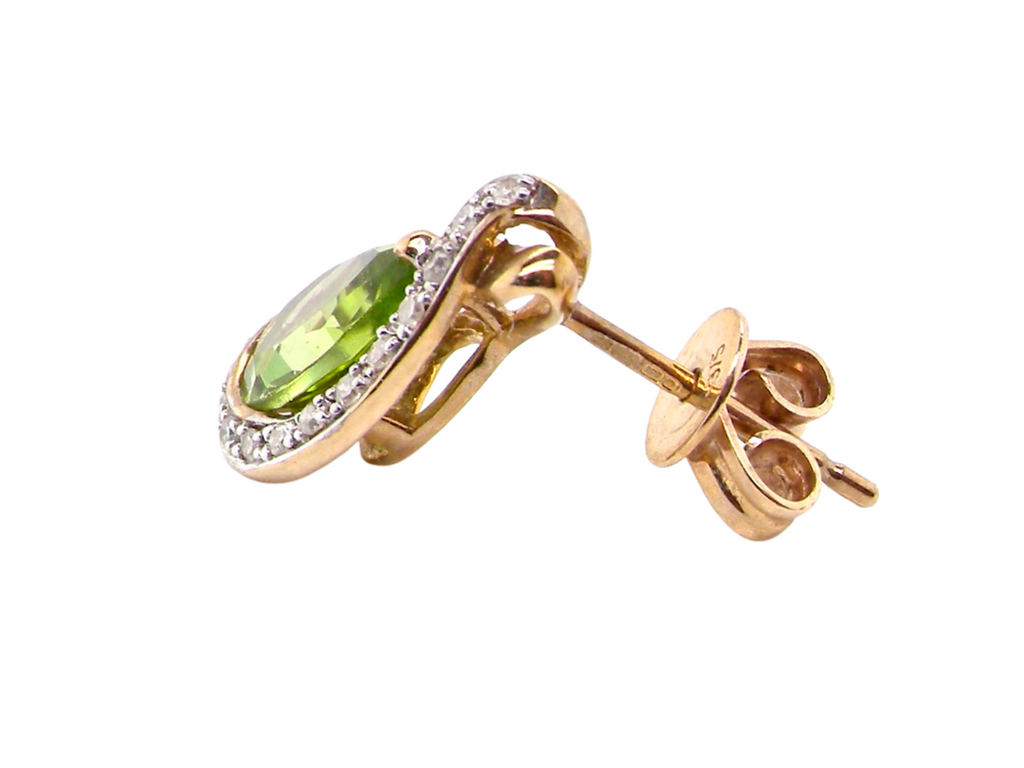 Gold Peridot and Diamond earrings