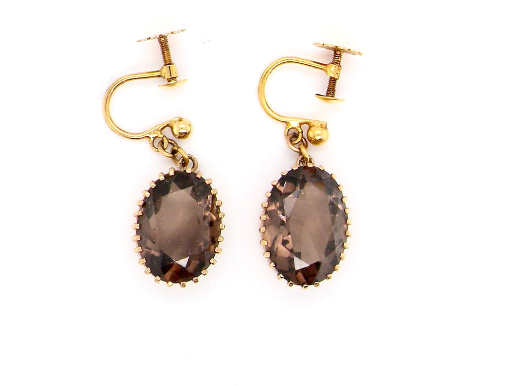 9 carat gold smoky quartz earrings