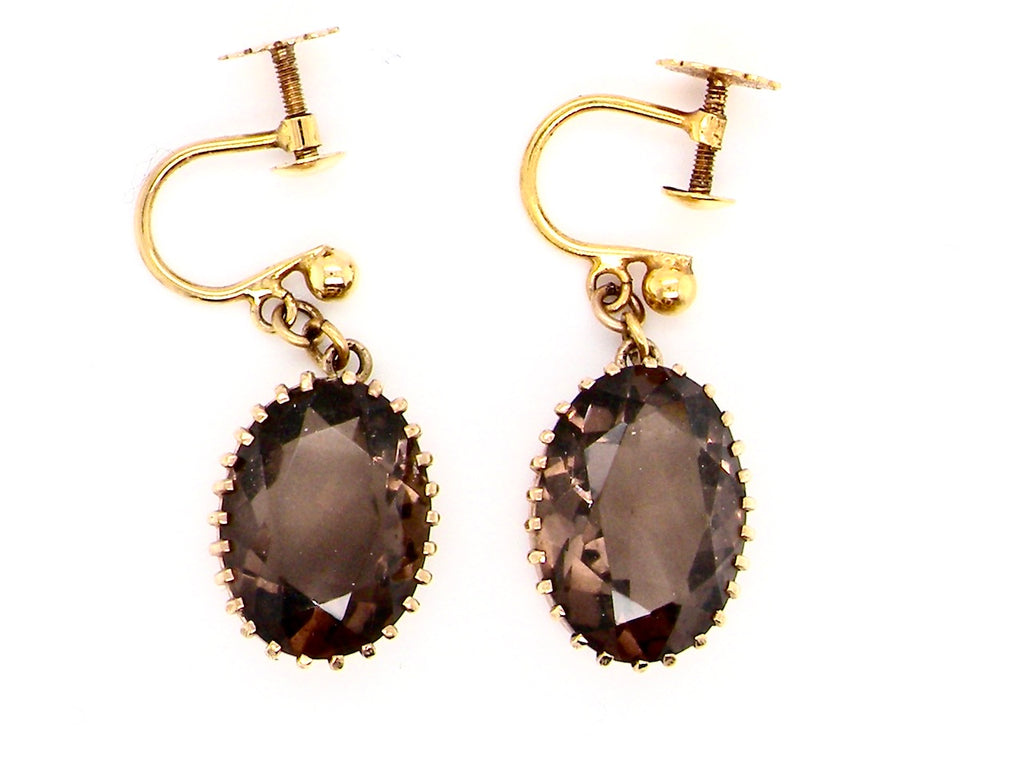 A vintage pair of smoky quartz earrings
