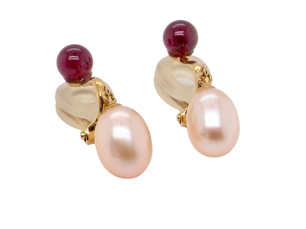  pearl and garnet earrings