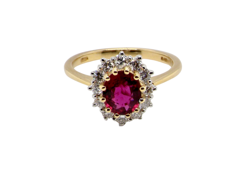 18 carat gold ruby and diamond ring