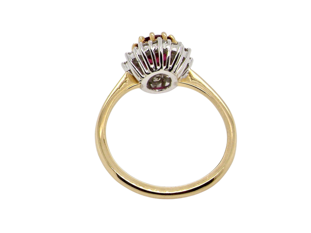 Rear of  gold ruby and diamond ring