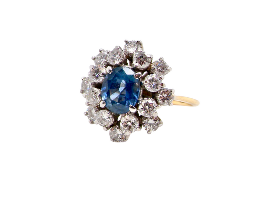 18 ct sapphire and diamond cluster ring