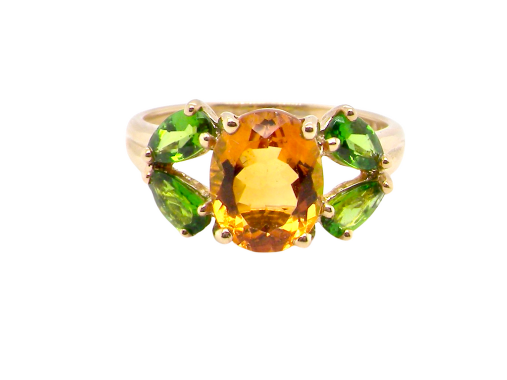 chrome diopside and citrine  ring