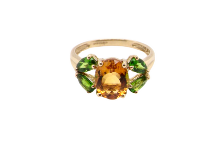 chrome diopside and citrine dress ring