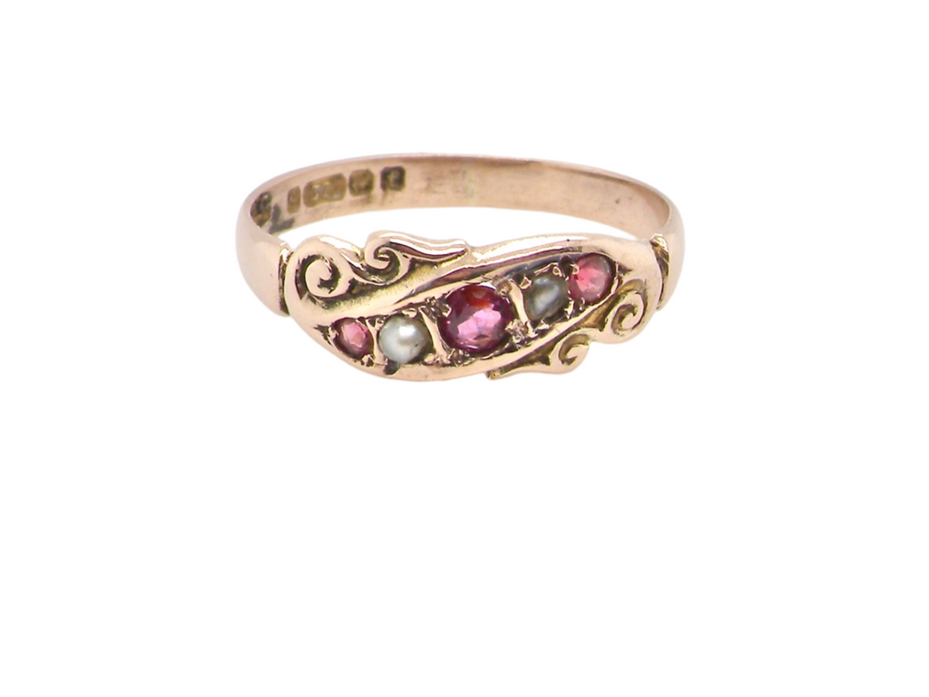 An antique pearl and ruby ring